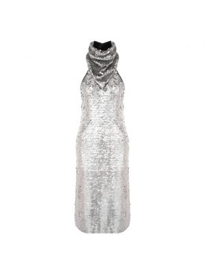 Платье с пайетками Bottega Veneta, серебряное