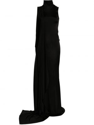 Sukienka długa drapowana Saint Laurent czarna