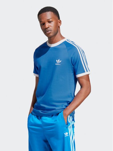Chemise slim à rayures Adidas bleu