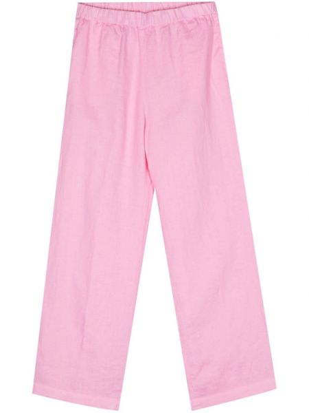 Λινό παντελόνι Aspesi ροζ