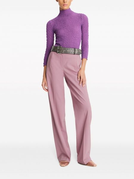 Vlněné rovné kalhoty Tory Burch růžové