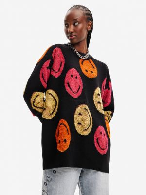 Oversize пуловер Desigual черно