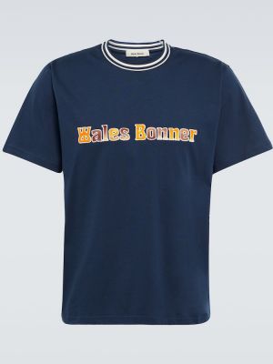 T-shirt di cotone Wales Bonner blu
