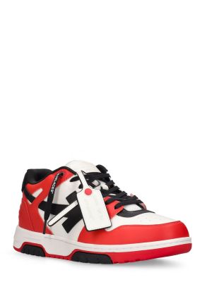 Sneakers di pelle Off-white rosso