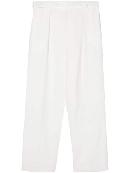 Relaxed ленени панталон Giorgio Armani бяло