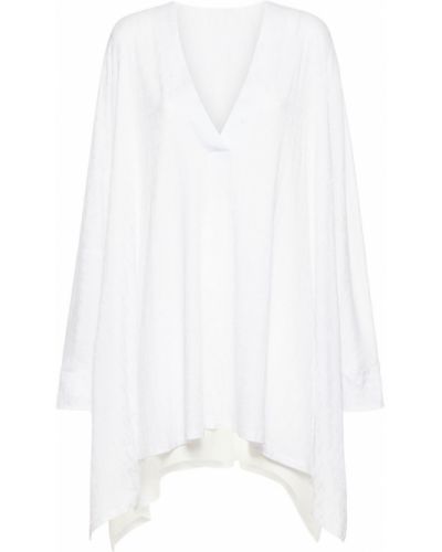 Viskózové bavlnené mini šaty Balmain biela