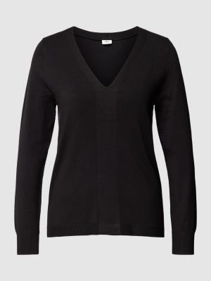 Dzianinowy sweter z wiskozy z dekoltem w serek S.oliver Black Label czarny