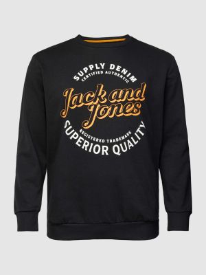 Bluza z nadrukiem Jack & Jones Plus czarna