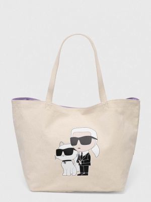 Бавовняна сумка шопер Karl Lagerfeld бежева