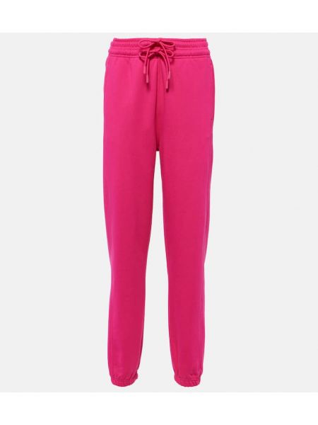 Памучни спортни панталони от джърси Adidas By Stella Mccartney розово