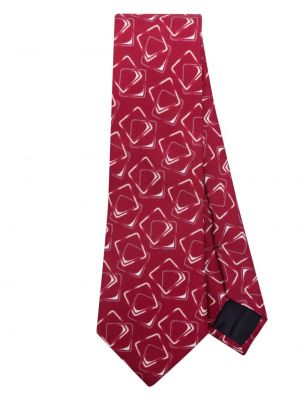 Копринена вратовръзка с принт Tagliatore червено