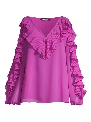 Шифоновая блузка с рюшами Ungaro розовая