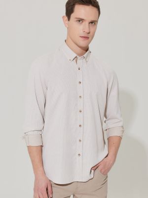 Bavlněná slim fit košile s límečkem s knoflíky Altinyildiz Classics béžová