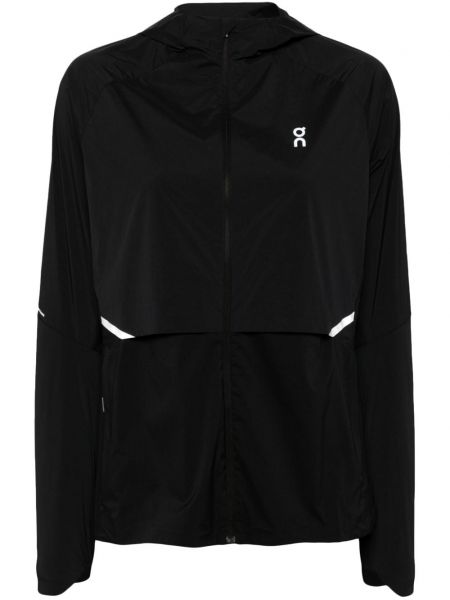 Jachetă ușoară cu glugă cu imagine On-running negru