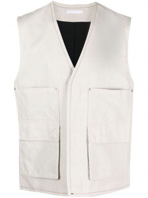 Bavlněná lněná vesta Helmut Lang bílá
