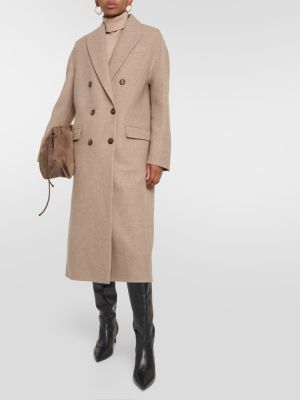 Kašmírový kabát Brunello Cucinelli hnedá