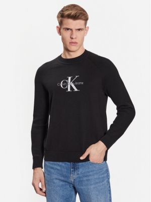 Majica z dolgimi rokavi z dolgimi rokavi Calvin Klein Jeans črna
