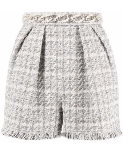 Pantalones cortos con perlas de tweed Elisabetta Franchi gris