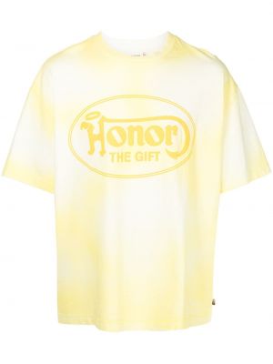 Памучна тениска с принт Honor The Gift жълто