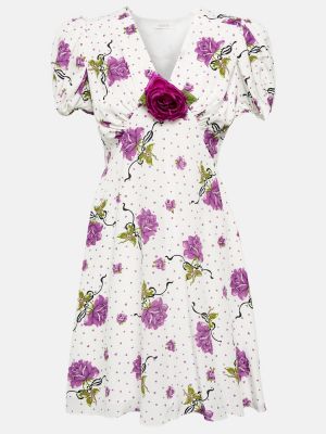 Svilena haljina s cvjetnim printom s aplikacijama Rodarte