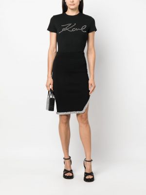 Pouzdrová sukně s perlami Karl Lagerfeld černé