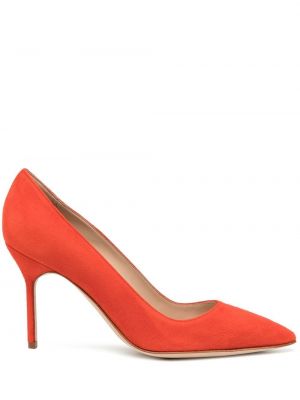 Semsket skinn pumps Manolo Blahnik oransje