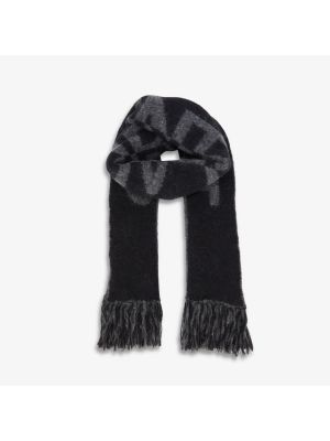 Шерстяной шарф с принтом Saint Laurent черный