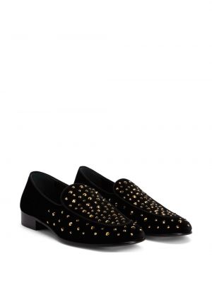 Křišťálové kožené loafers Giuseppe Zanotti černé