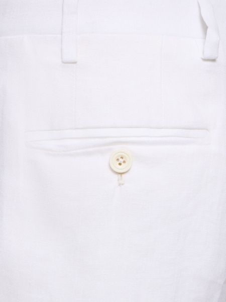 Lněné kalhoty Kiton bílé
