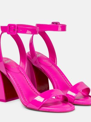 Lakierowane sandały skórzane Christian Louboutin różowe