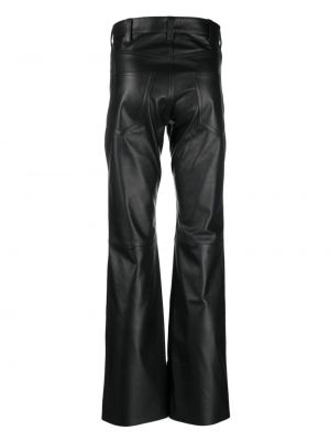 Kožené rovné kalhoty Sandro černé