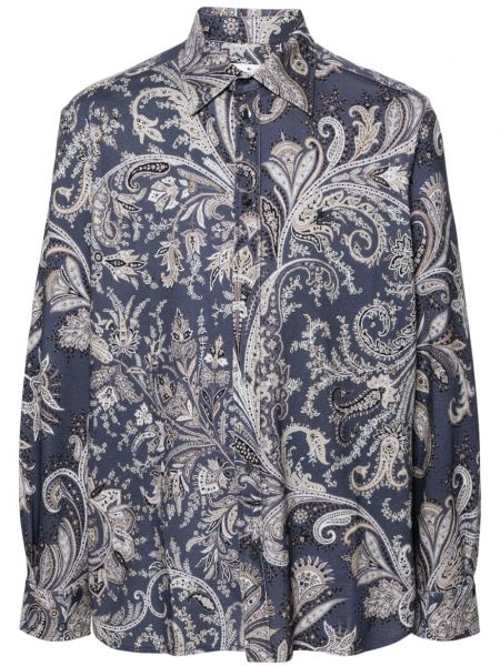 Langes hemd mit print mit paisleymuster Etro blau