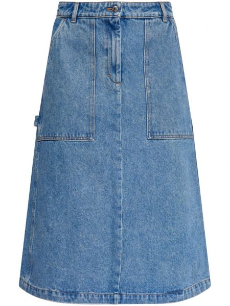 Džínsová sukňa s výšivkou Maison Kitsuné modrá