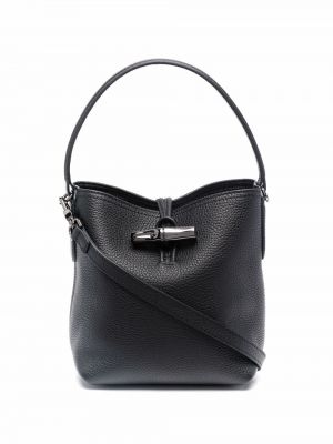 Kožená taška Longchamp čierna