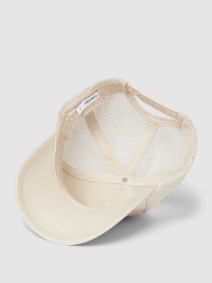 Haftowana czapka z daszkiem bawełniana Calvin Klein beżowa