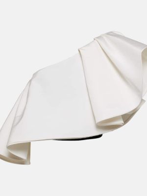Jedwabny top z falbankami Carolina Herrera biały