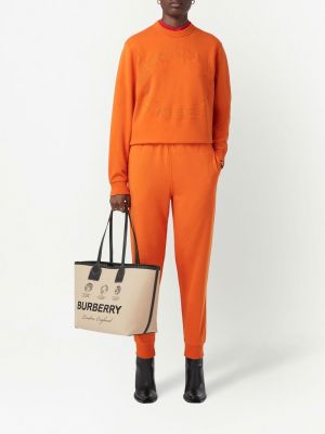 Medvilninis siuvinėtas džemperis Burberry oranžinė