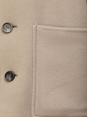 Kašmírový vlněný krátký kabát Ami Paris béžový