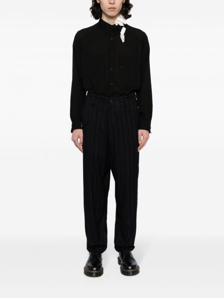 Pruhované kalhoty Yohji Yamamoto černé