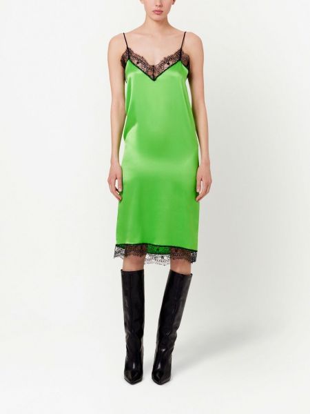 Satynowy sukienka na ramiączkach koronkowy Ami Paris zielony