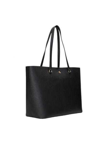 Leder shopper handtasche mit taschen Ralph Lauren schwarz