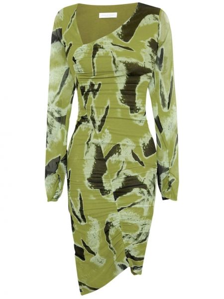 Dlouhé šaty z nylonu s potiskem s výstřihem do v Jonathan Simkhai Standard - zelená