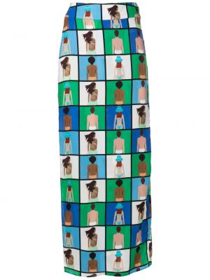 Midi sukně s vysokým pasem Amir Slama - modrá