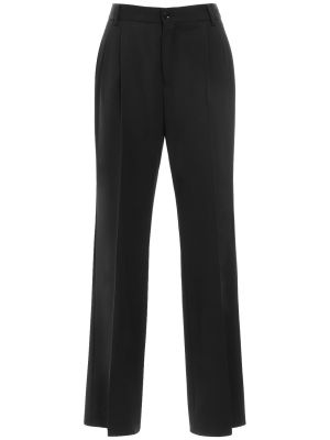 Vlněné kalhoty s vysokým pasem Dolce & Gabbana černé
