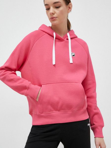 Рожевий однотонний светр з капюшоном Fila