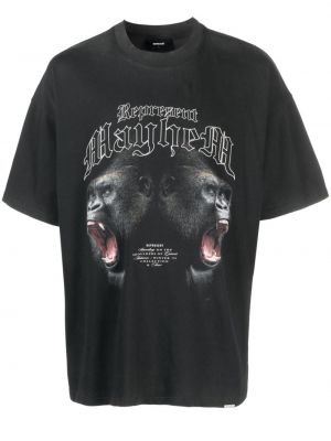 T-shirt avec imprimé slogan en coton à imprimé Represent noir