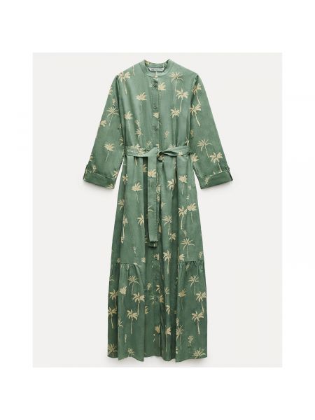 Платье с принтом Zara зеленое