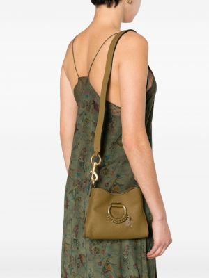 Kožená taška přes rameno See By Chloe zelená