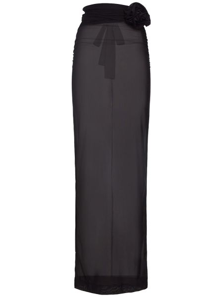 Falda larga de tela jersey de tul drapeado Dolce & Gabbana negro