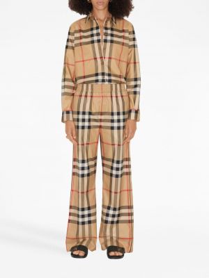 Kostkované bavlněné kalhoty Burberry béžové